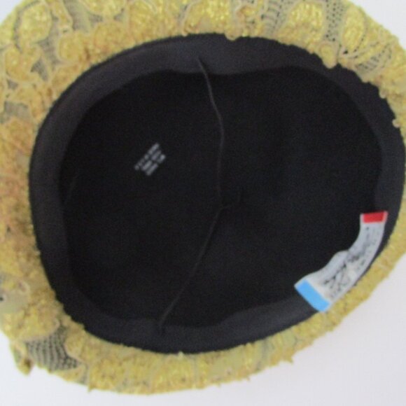 Dramatic Gold Lace Calot Helmet Hat Church Races Wedding